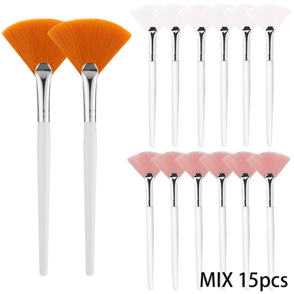 3/9/15 Pieces Facial Fan Mask Brushes Soft Mask Brush Applicator Esthetician Facial Mask Brushes For Women Girls Cosmetic Tools