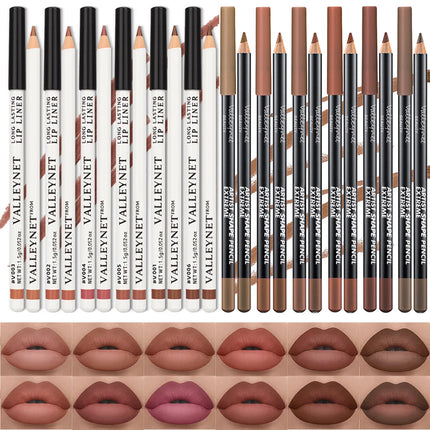 6pcs/Set Lip Liner Set Eyeliner Set Lip Combo Long lasting Matte Waterproof Lipstick Lip Liner Lipstick Lip Makeup