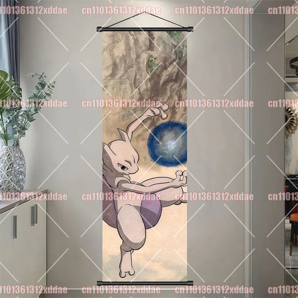 Classic Anime Pokémon Retro Scroll Painting Poliwhirl Pikachu Eevee Charizard Dragonite Squirtle Bulbasaur Creative Poster Gift