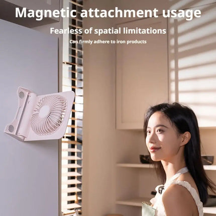 Magnetic USB Desk Fan USB Rechargeable Portable 3 Speed LED Digital Display Wall Mountable Small Cooling Fan for Home Office