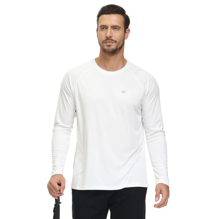 Men UPF 50+ Long Sleeve T-Shirt, Rash Guard Breathable Tops, Pullover Shirt for Sport Fishing Hiking Running Beach Surfing