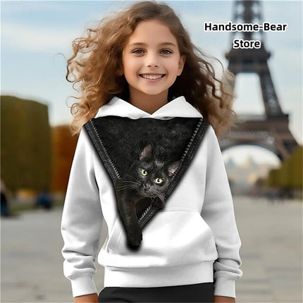 Children's Hoodies Cat 3D Print Clothing Spring Tops Baby Boy Clothes Hooded Sweaters Casual Girl Clothing Fashion Sweatshirts