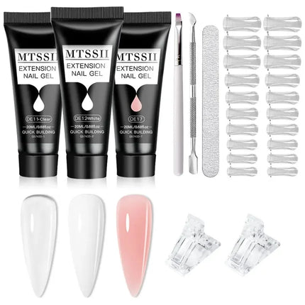MTSSII 20m Extension Nail Gel Set Manicure Set Finger Quick Buliding Extension Gel Nail Polish Kit Soak Off UV Gel LED Nail Art
