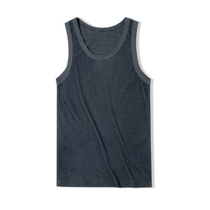 Maden Casual Men's Sleeveless Tank Tops Heavyweight Solid Color Ribbed Vest for Summer Slim Fit Sports Fitness Training T-shirt