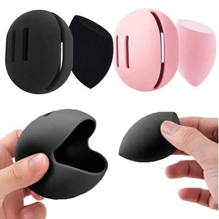 Makeup Sponge Travel Case, Eco-Friendly Silicone Porous Beauty Sponge Storage Case, Travel Portable Makeup Powder Puff Storage C