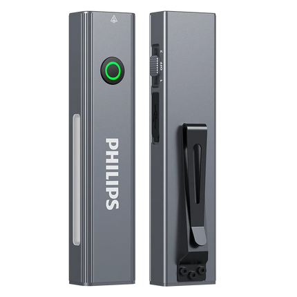 Philips New Flashlight 600LM Supports 3 Type Dimming UV light, Red Laser, 365nm Purple Light, COB,Magnetic Function with a Clip