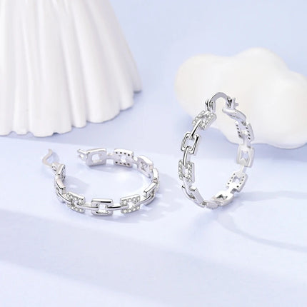 Original 925 Sterling Silver Tassel Earrings Women 2025 Zircon Ear Studs Sparkling Pave Hoop Earring Anniversary Jewelry Gift