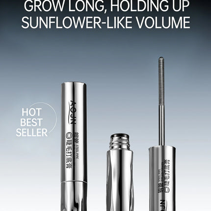Black Waterproof Metallic Tube Mascara Silk Fiber Long Curling Non-Clumping Eyelash Extensions Spiral Makeup for Eyes
