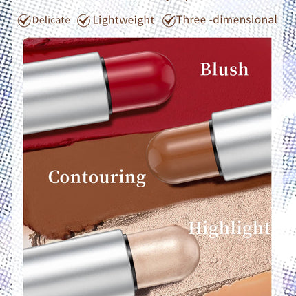 QIBEST Highlighting&Bronzer Stick Face Brightening Blusher Rouge Concealer Pen Long Lasting Highlight Contouring Blush Makeup