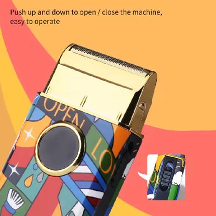 Titanium Double Foil Shaver Professional Barber Finishing Tool Reciprocating Random Graffiti Pattern Electric Men Razor