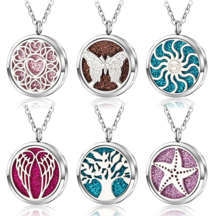 High Quality Patterns Tree of Life Aromatherapy Diffuser Pendant Perfume Locket Women Essential Oil Necklace Jewelry Wholesale