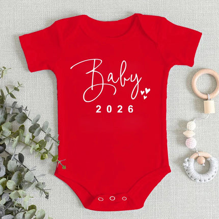 Baby 2026 Pregnancy Announcement Newborn Baby Bodysuits Summer Casual Boys Girls Romper Jumpsuit Clothes Outfit