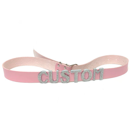 Sexy Punk Leather Customized Rhinestones Letters Waist Belt Belly Chains DIY Personalized Name Waistband Cosplay Body Jewelry