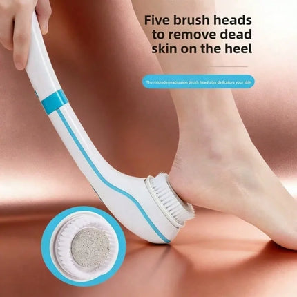 Long Handle Soft Bristle Electric Shower Body Brush Portable Back Scrubber Massager Deep Exfoliating Skin Cleansing Bath Tool For Home Dorm Travel Daily Use Self Care Gift For Men Women