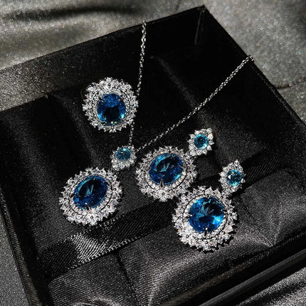 3Pcs/set For Women Girls Party  Elegant Luxury Fashion Crystal Zircon Necklace Earrings Ring Wedding Bride Jewelry Set Gifts