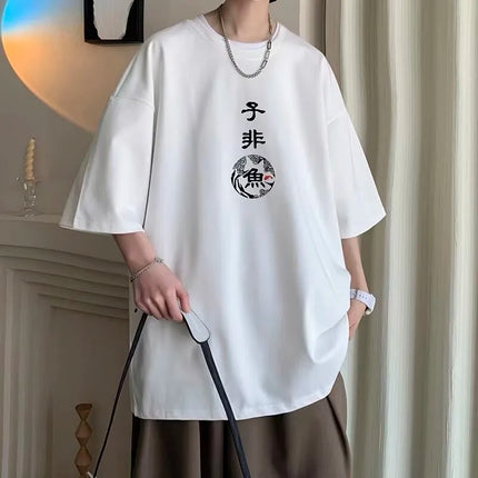 [size M-8XL] Men's Oversize T-shirt New Chinese Style Print Loose Cotton Short Sleeve T-shirt For Men And Women