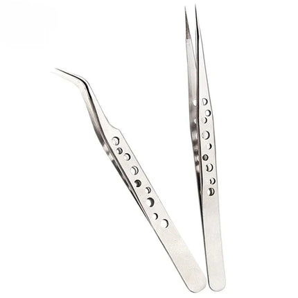 Industrial Tweezers Precision Anti-static Magnetic Soldering Stainless Steel Curved Tip Tweezers CPU IC Repair Clips Hand Tool