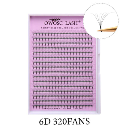 OWOSC 320 Fans Pointy Base Premade Volume Fans Medium Stem Sharp Thin Pre Made Russian Volume Fan Eyelash Extensions custom logo