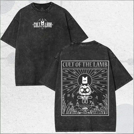 Cult of the Lamb Washed Tshirt personality Clothes Suitable for all seasons Plus Size Unisex Streetwear high quality hot product