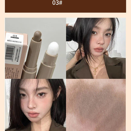 Double Head Contouring Pen Matte Three-dimensional Brightening Nose Shadow Corrector with Smudge Brush Shading Stick Cosmetics