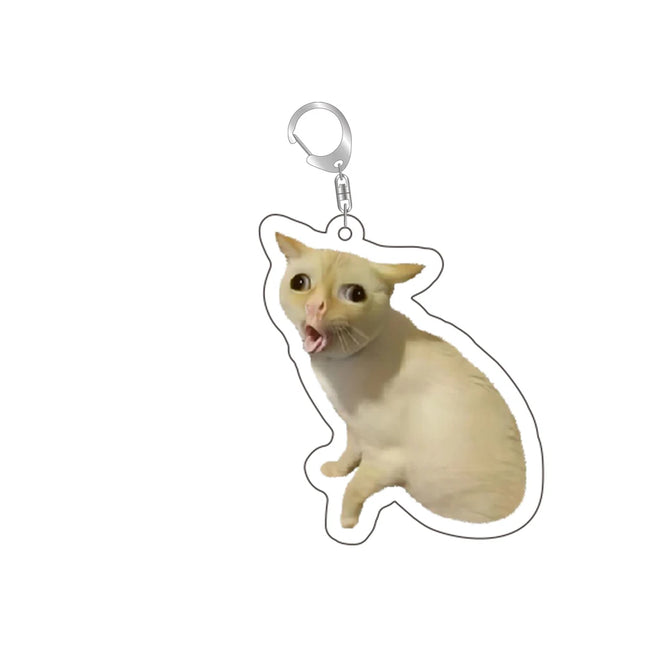 Super Cute Bread Popping Cat Meow Meme Key Chain Keychains Ring for Accessories Bag Pendant Keyring Jewelry Fans Love Gifts