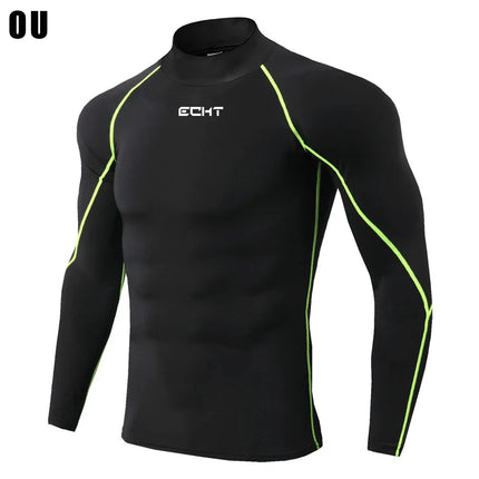 Men's Workout Compression Shirt Turtleneck Long Sleeve Rash Guard Gym Base Layer Athletic Undershirt Gear Sports Shirt
