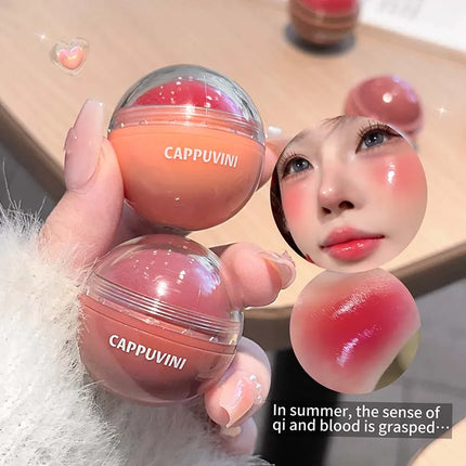 Cappuvini Vitality Juicy Blush Ball Natural Rosy Long-Lasting High Color Blusher Cream Face Makeup Rouge