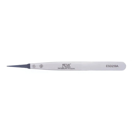 VETUS ESD Series Anti-static Tweezers with Interchangeable Head Stainless Steel Body Conductive Carbon Fiber Plastic Handle 1pcs