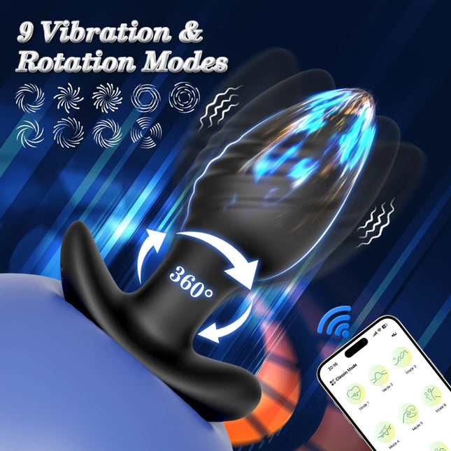 360° Rotating Prostate Massager Male Anal Vibrator Remote Control Female Butt Plug Adult Sex Toys for Men Women Gay