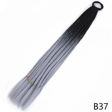 AZQUEEN Synthetic Gradient Color Dirty Braided Ponytail 60CM Elastic Rubber Band Braiding Pony Tail Hair Extensions For Girls