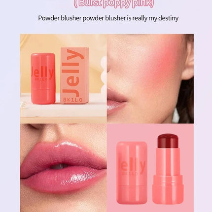 4 Colors Jelly Blush Stick Lip Balm Eyeshadow 3-in-1 Multi-Use Matte Blush Moisturize Brighten Lip Gloss Multi-Use Blush Makeup