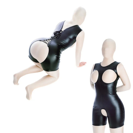 Adult Bold Open Cup Jumpsuit Sex Toy Kits with Unisex Forced Restraint Hood Mask for Couple Muscle Recovery Erotic Lingerie