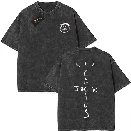 100% Cotton Oversized T Shirt For Men Women HipHop Washed T Shirts cactus jack Short Sleeve Gift Tops look mom i can fly K39