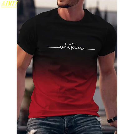 Fashion Summer 3D Stripe Letter Print Men's T Shirt Hip Hop Trend Harajuku Streetwear Casual O-neck Oversized T-shirts Men Tops