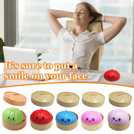 Stress Relief Squeeze Toy-Simulated Dumpling&Baozi,Reusable Low Rebound Sensory Dough Ball For Relieve Anxiety&Release Emotions
