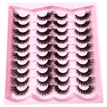 20pairs 5D Fluffy Eyelashes D Curl Lashes Thick Cat Eye Lashes Soft Wispy 8D Volume Fake Eyelash Extension Makeup