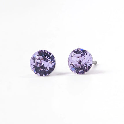 (Wholesale) Stainless Steel Stud Earrings Genuine Crystals from Austria for Women Girls Wedding Party Jewelry 4/6/8mm