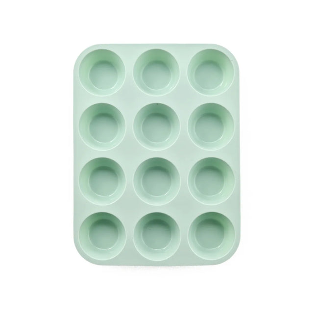 Food-Grade 12-Cavity Silicone Muffin Cake Mold, Non-Stick Cupcake Mold, High-Temperature Resistant Oven Baking Tool for Steamed Egg Pudding Meatballs