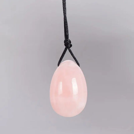Drilled Rose Quartz Egg Natural Stone Crystal Massage Wand Yoni Ball Pelvic Kegel Exercise Tool Tightening Vaginal Muscle