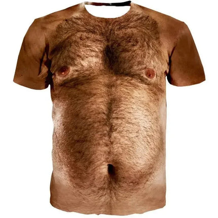 Funny Muscle Body 3D Printed T-shirt Mlae  Designer Clothes Streetwear Short Sleeve Top Tees Ugly Chest Hair T Shirt Clothing ﻿