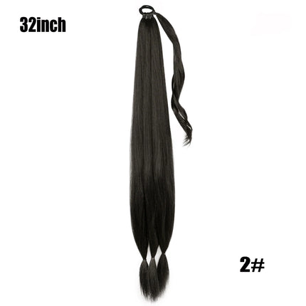 Boxing Braids Ponytail Extensions Synthetic Wrap Around Ponytail With Rubber Band Hair Ring DIY 26 Inch Ombre Black Brown Grey