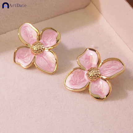 New Temperament Flower Earrings for Women Girls Sweet Korean Fashion Gold Color Crystal Zircon Party Accessories