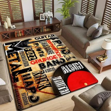 Band Logo Music Rock and Roll Pattern Carpet  for Living Room Bedroom Non-Slip Soft Rug Kitchen Floor Mat Entrance Doormat