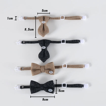 2026 New Pet Linen Collar Gentleman Adjustable Anti-Choking Breathable Bowtie, Tie & Bowknot Decor Comfortable For Cat&Small Dog