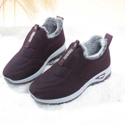 Women's Thickened Fleece Lined Boot Comfortable Warm Cotton Shoes round Toe Flat Heel Casual Style Ideal for Winter Season