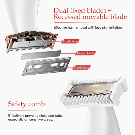 ANLAN Electric Body Hair Trimmer for Women Double Head Safety Blade Wet Dry Shaver for Underarms Legs Arms Fingers Lips Bikini