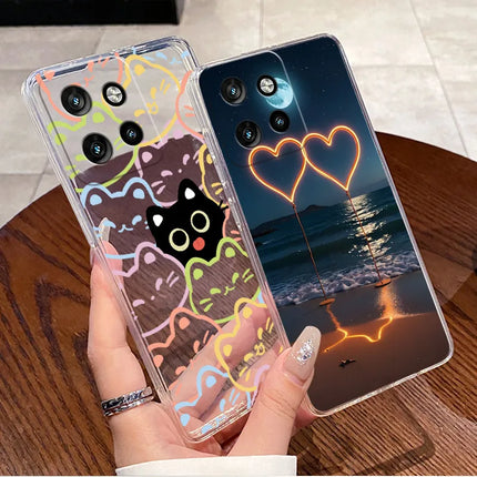 Soft Silicone TPU Clear Case For Motorola Edge 50 Neo 5G/Moto S50 5G Viral Elegant Kitten Painted Casing Shockproof Cover
