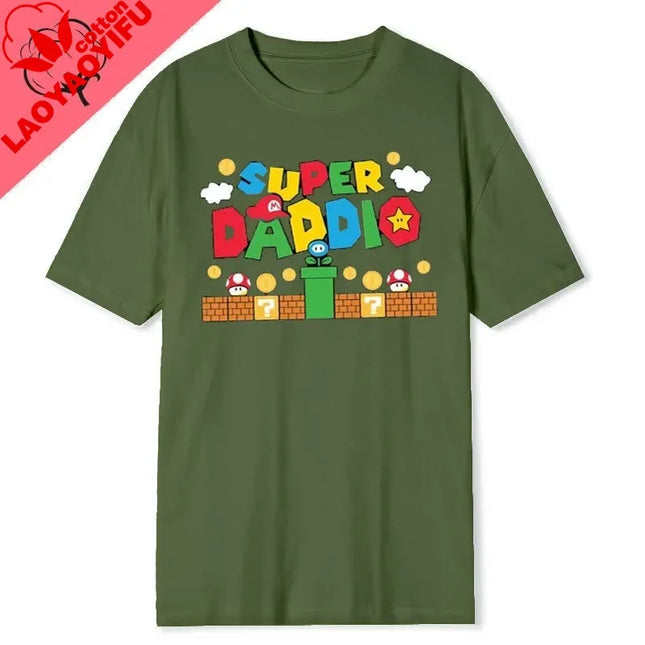 Super Daddio Funny Gamer Dad Father's Day Gift T-Shirt 100% Cotton New Fashion Short Sleeve Vintage Classic Streetwear Tee Tops