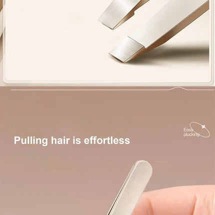 Stainless Steel Precision Tweezers for Eyebrows, Eyelashes, Beard & Mustache High-Accuracy Round Head, Seamless Clamping