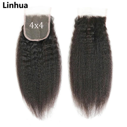 Yaki Straight 4x4 5x5 Lace Closure Human Hair Kinky Curly 4x4 5x5 Lace Cloure Brazilian Virgin Hair Natural Color for Women